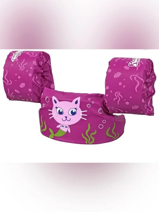 Kids Pink Float Swim Vest with Cat Design - Picture 1 of 3